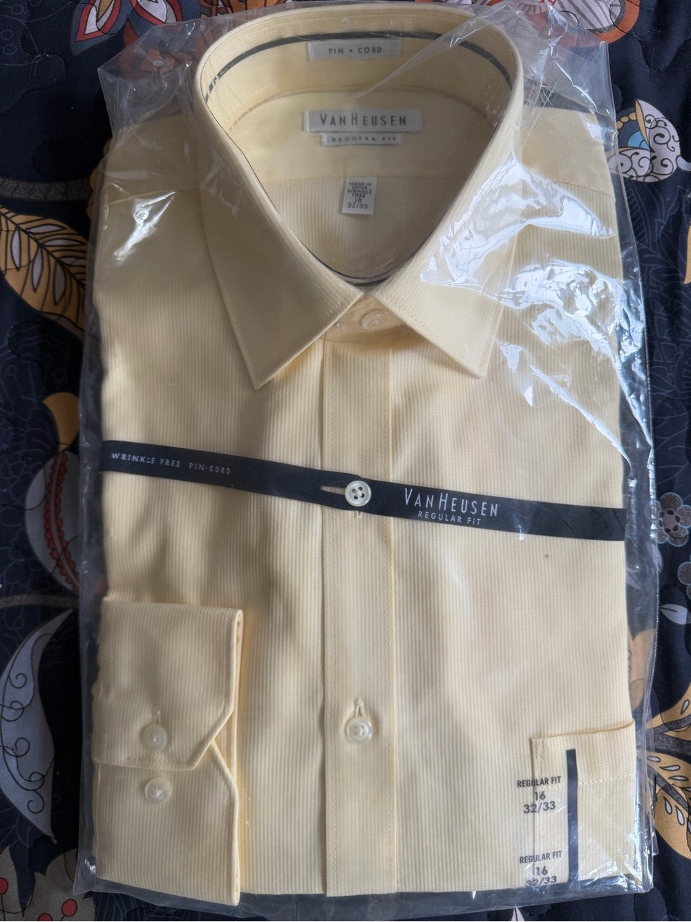 Van Heusen Yellow Pin-Cord Dress Shirt - Regular Fit, brand new